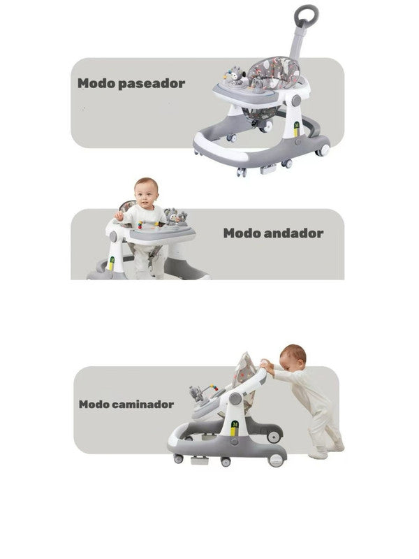 Andador Caminador 5 En 1 Con Apoya Pies Lubabycas Gris