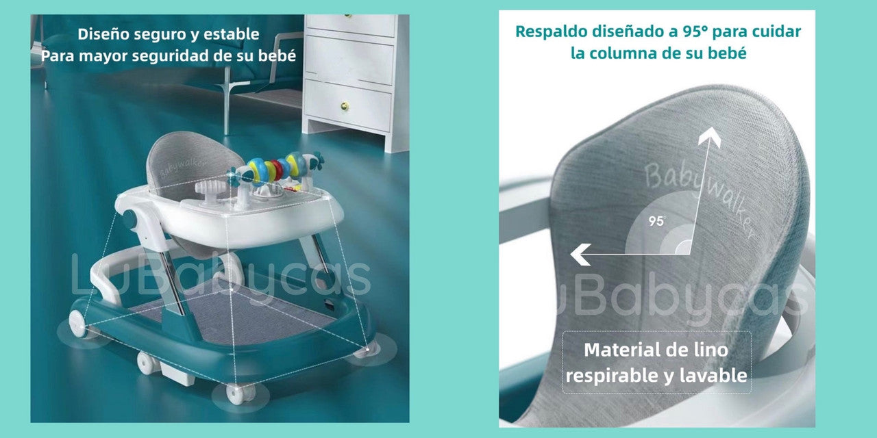 Andador Caminador Multifuncional 4 En 1 Lubabycas Burdeos
