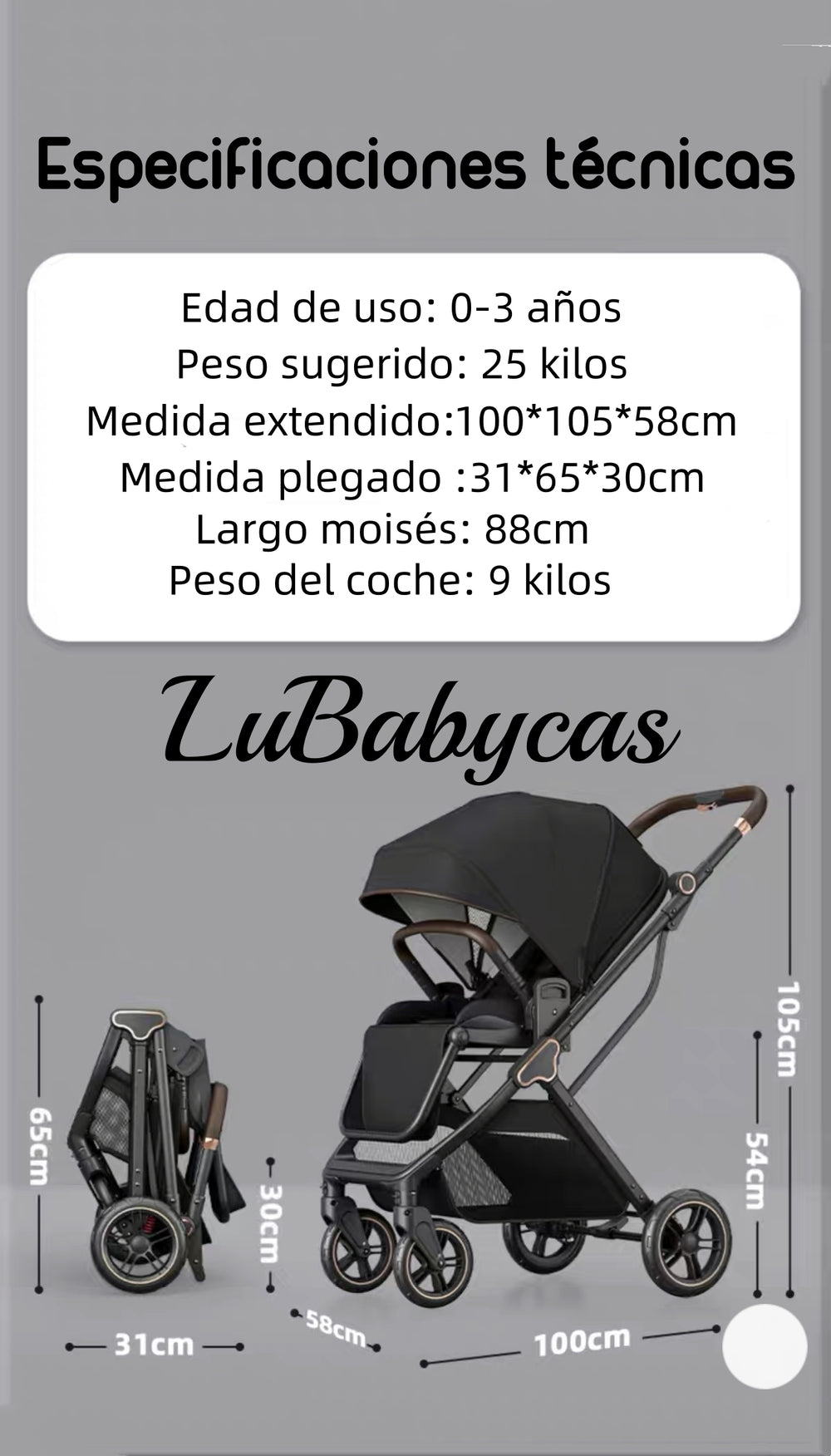 Coche De Paseo Modo Apego Y Panorámico Lubabycas Rosado