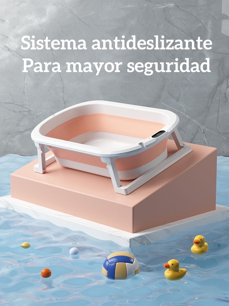 Bañera Plegable Con Cojín Y Más Accesorios Rosada Lubabycas