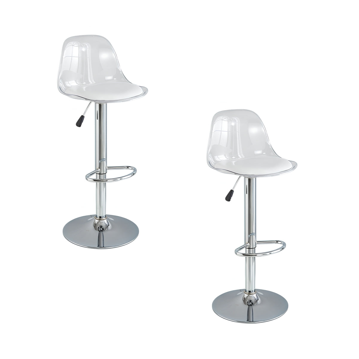 Pack 2 Sillas Piso Bar Blancas Altura Regulable Con Respaldo