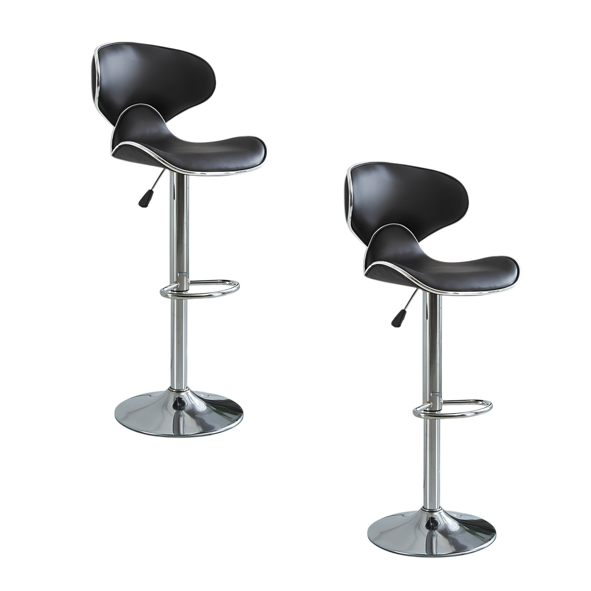 Pack 2 Sillas Piso Bar Premium Negras Altura Regulable YC229