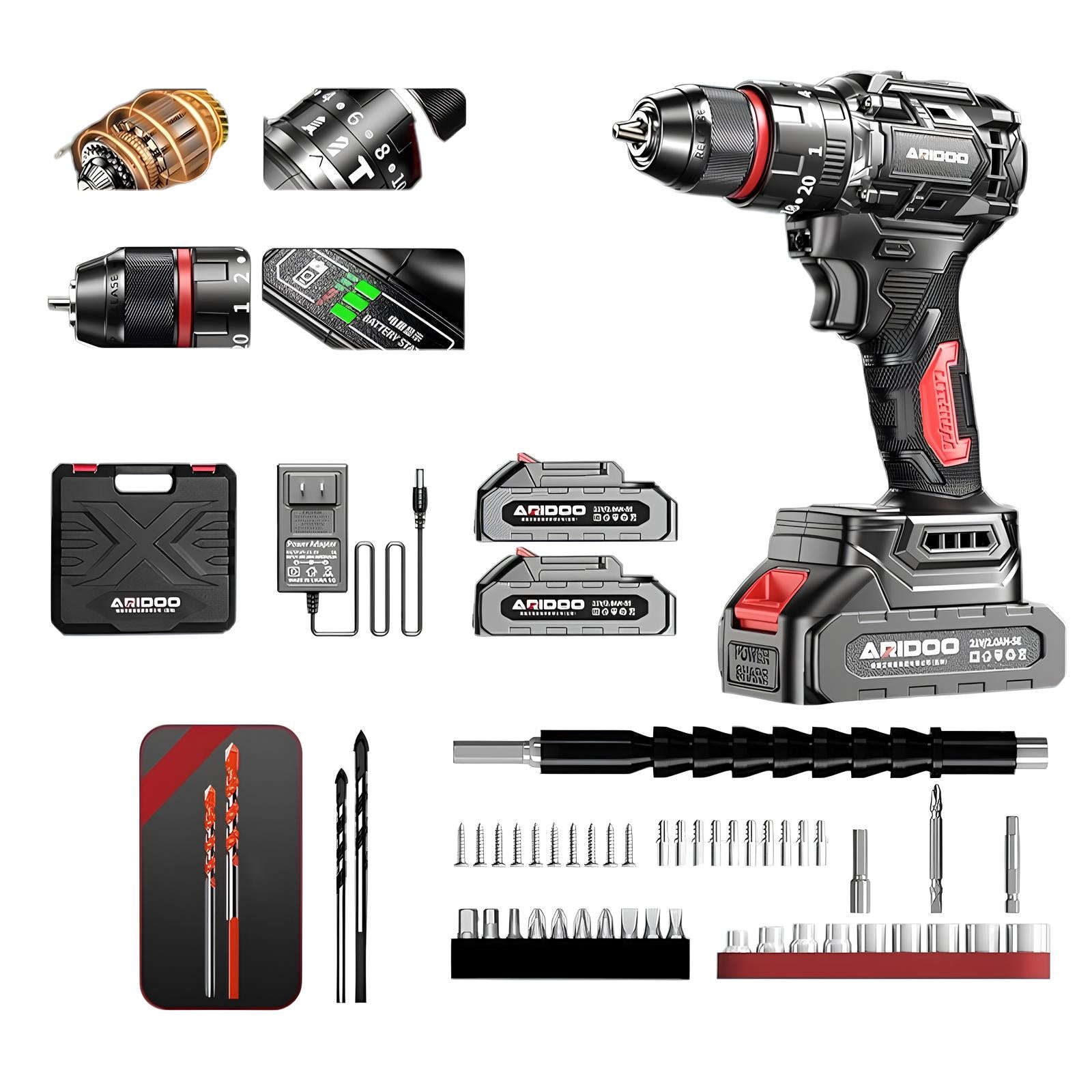 Kit Taladro Atornillador Inalámbrico 21V 2 Baterías B02