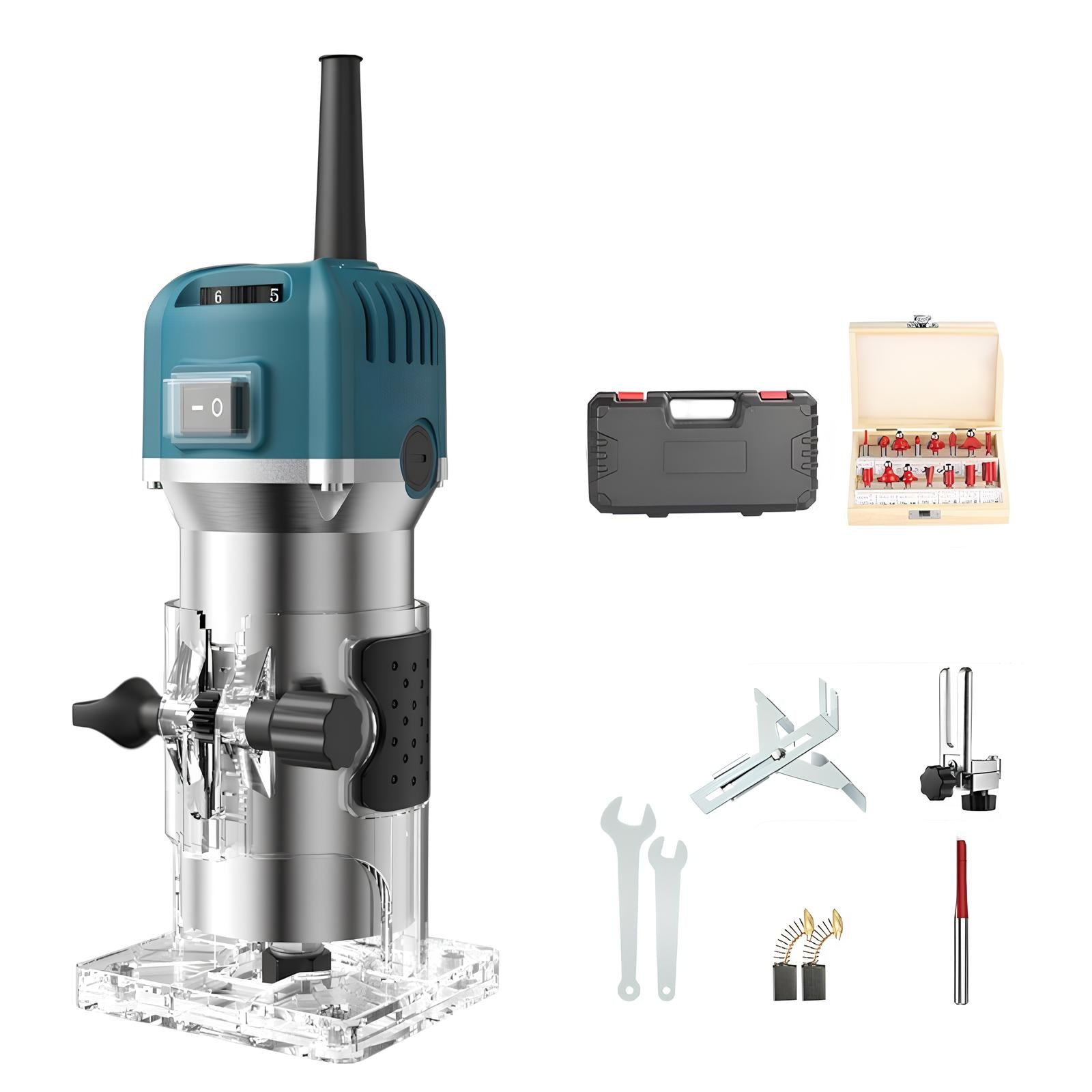 Kit Fresadora Recortadora 800W 6,35mm 15 Fresas Con Caja K01