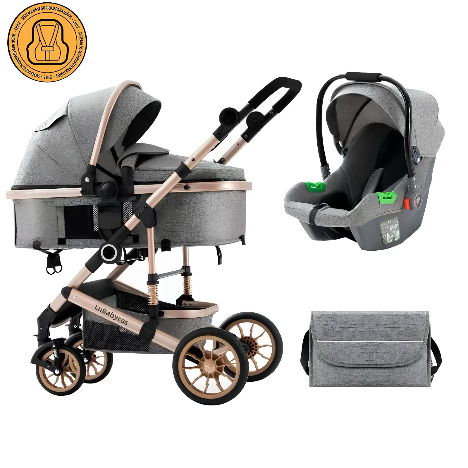 Coche Travel System Con Accesorios Musso Gris LuBabycas