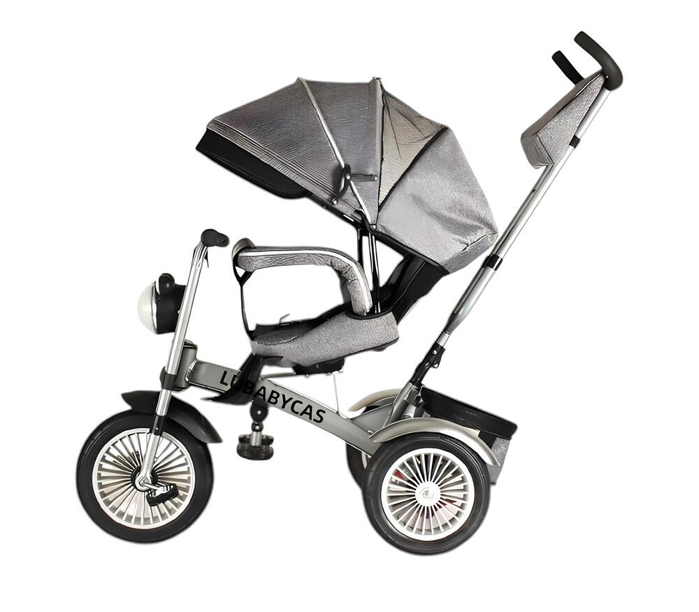 Triciclo Multifuncional 360° Con Luces Lubabycas Gris