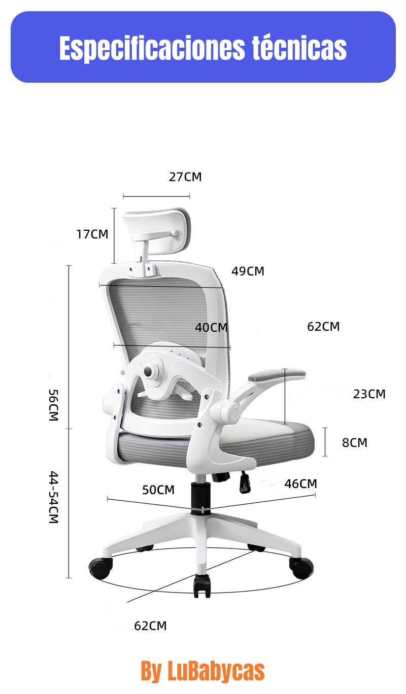 Silla de Escritorio Apoya Cabeza Negra W302 By LuBabycas