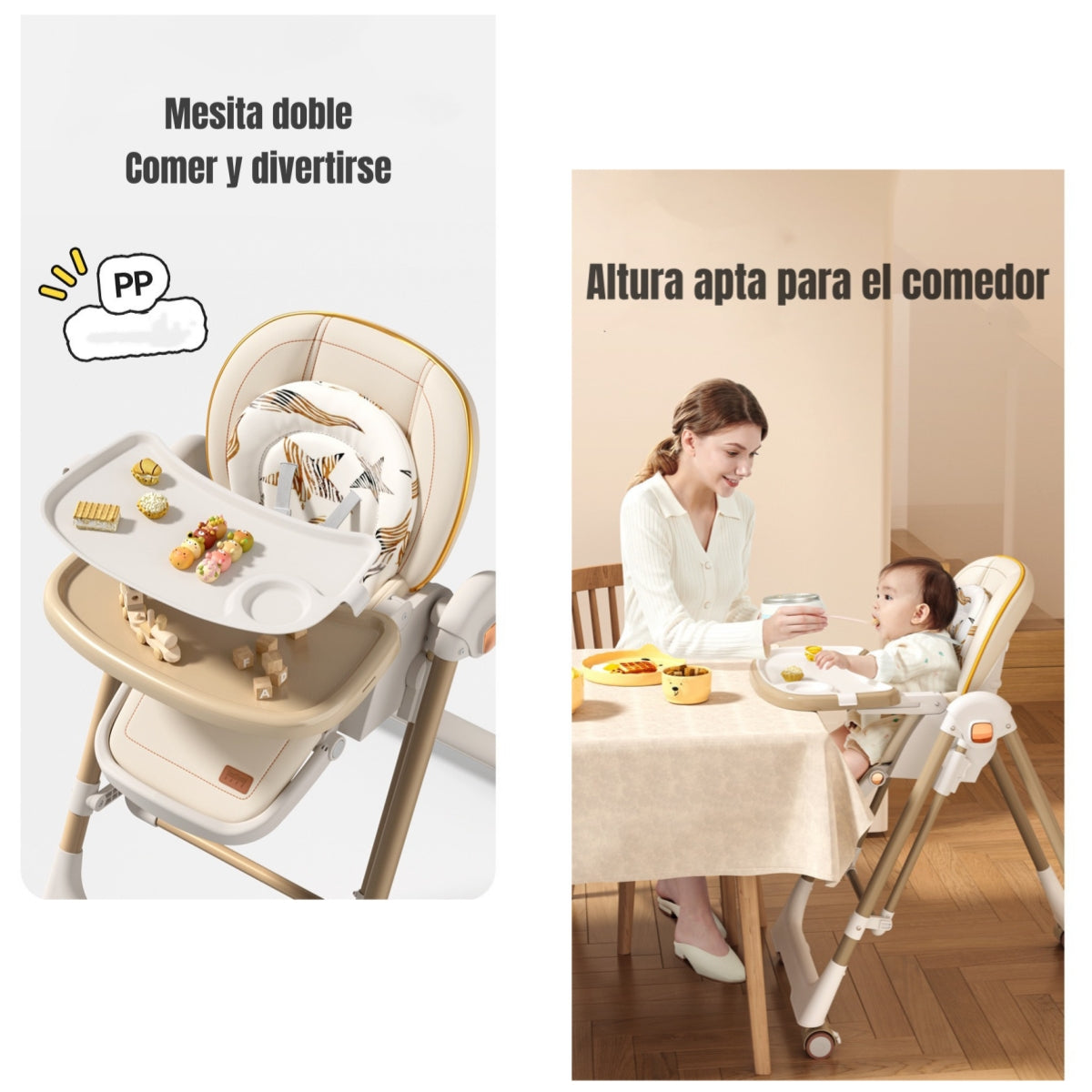 Silla De Comer Columpio 2 En 1 LuBabycas Blanca