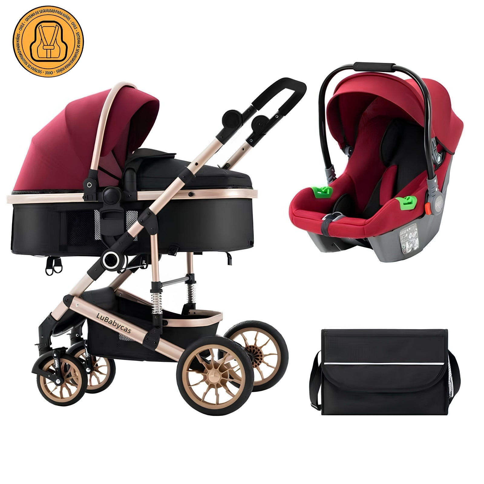 Coche Travel System Con Accesorios Musso Burdeos LuBabycas
