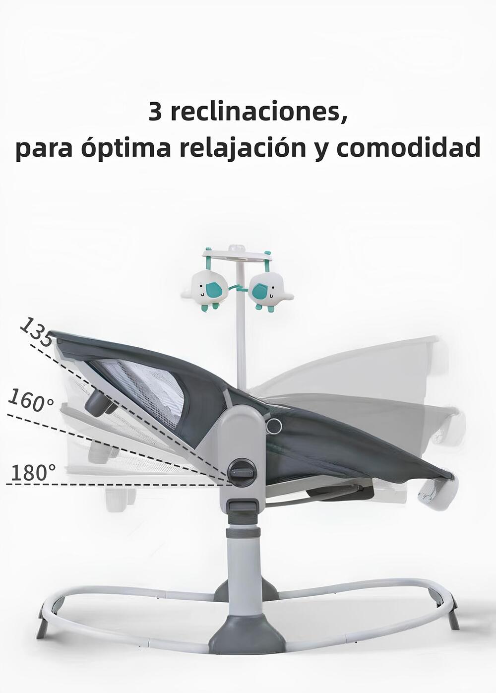 Cuna Moisés Y Columpio Con Vibración 2 En 1 Lubabycas Gris