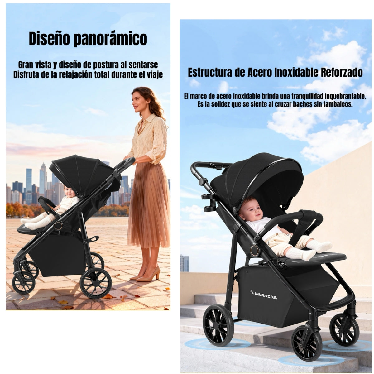 Coche De Paseo Con Posa Vaso 4 Años Iron Negro LuBabycas