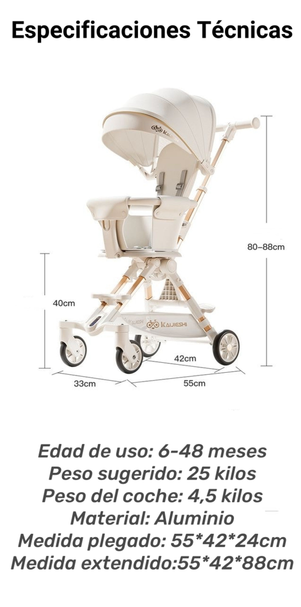 Coche De Paseo Últra Compacto Lubabycas Blanco