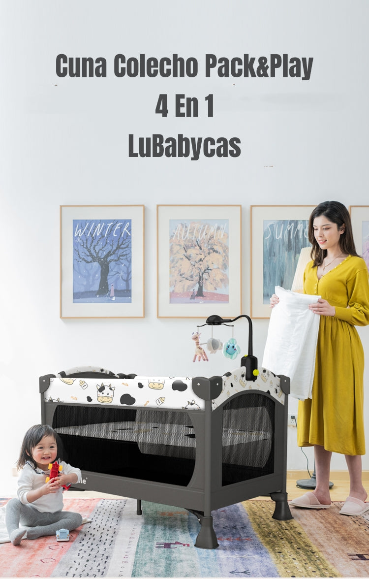 Cuna Colecho Corral Mecedora 4 En 1 Lubabycas Blanco