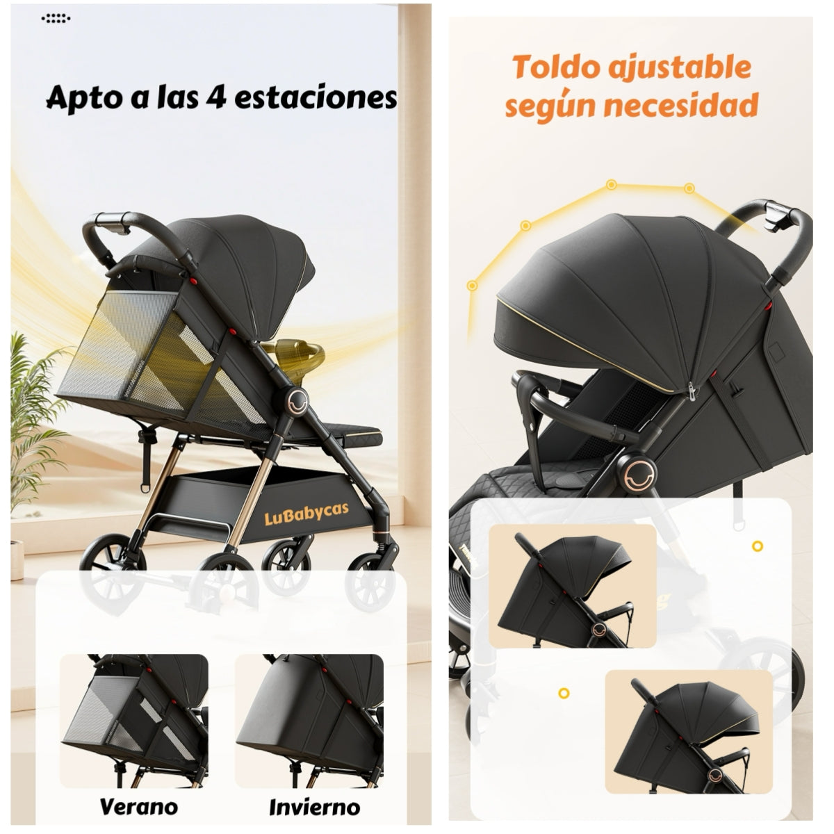 Coche De Paseo Últra Resistente 25kg Tek Dorado LuBabycas