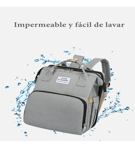 Mochila Maternal 3 En 1 Con Cunita Lubabycas Negra