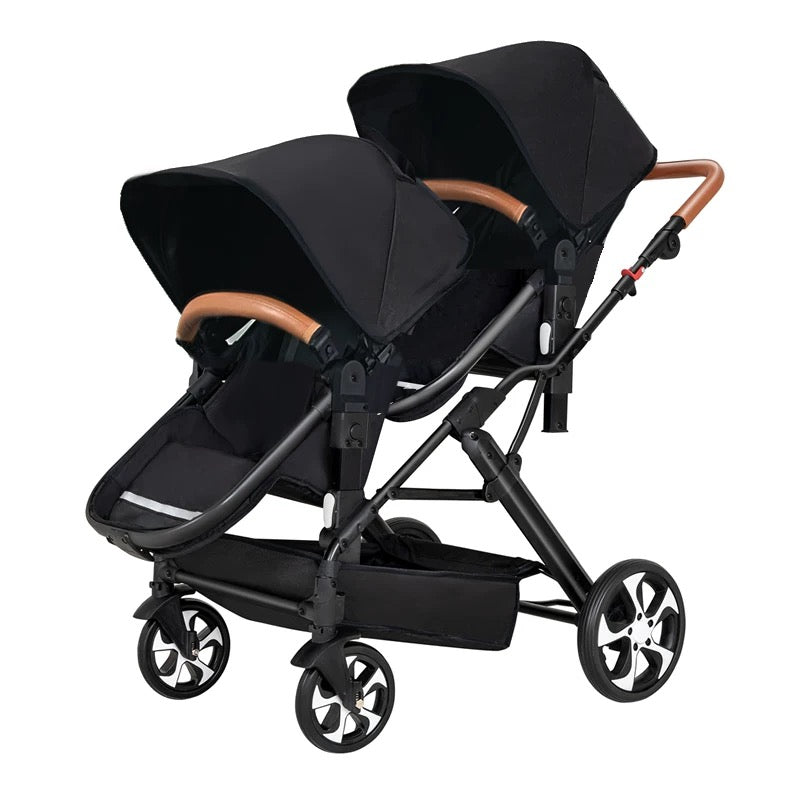 Coche Cuna Doble Multiposiciones Compacto A8 Negro LuBabycas