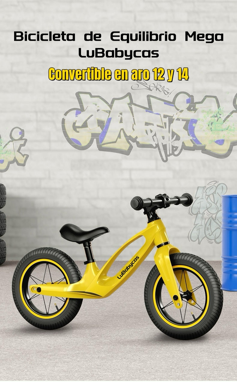 Bicicleta de Equilibrio Convertible Aro 12 y 14 Amarilla