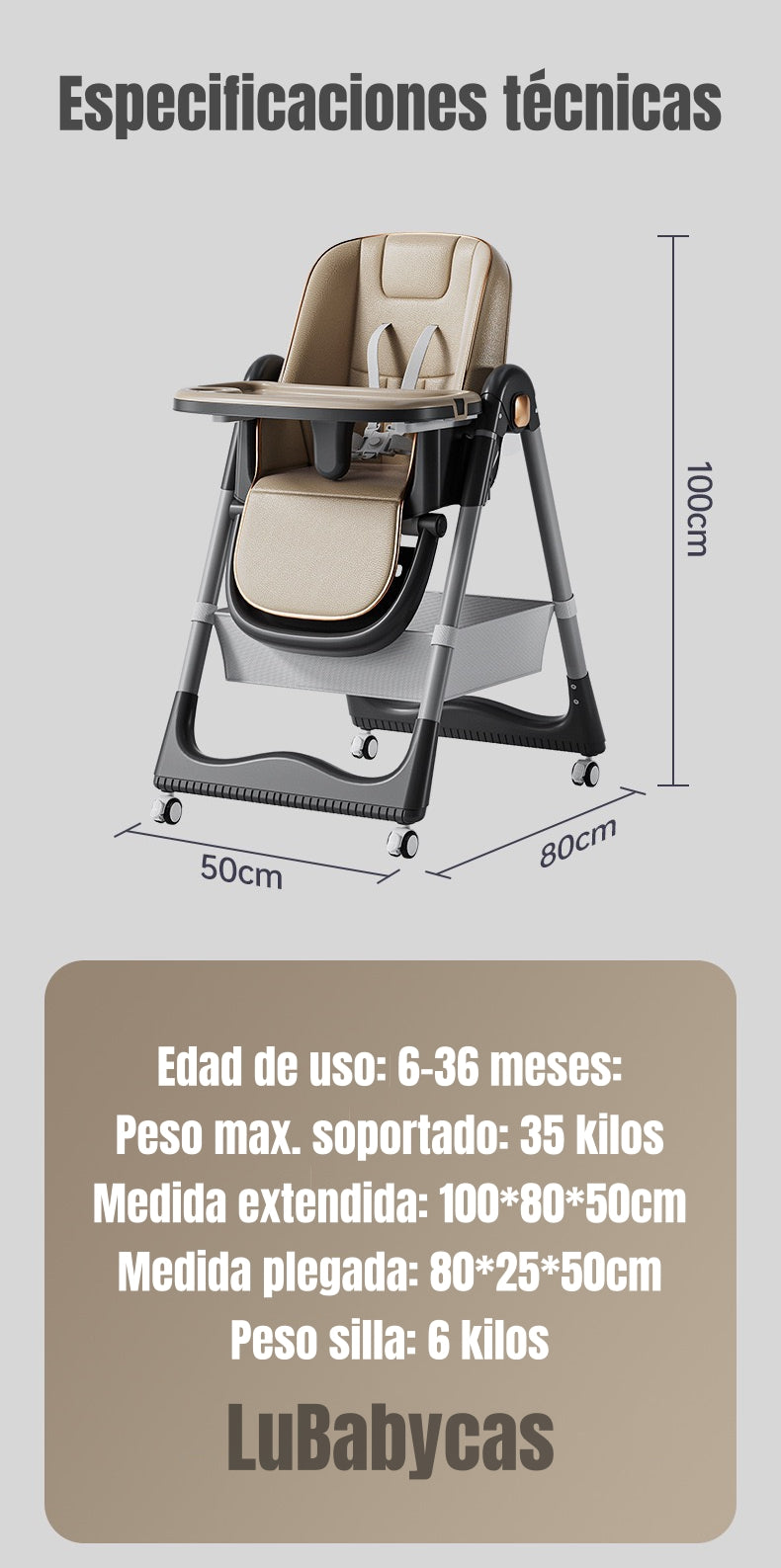 Silla De Comer Reclinable Plegable LuBabycas Rosada