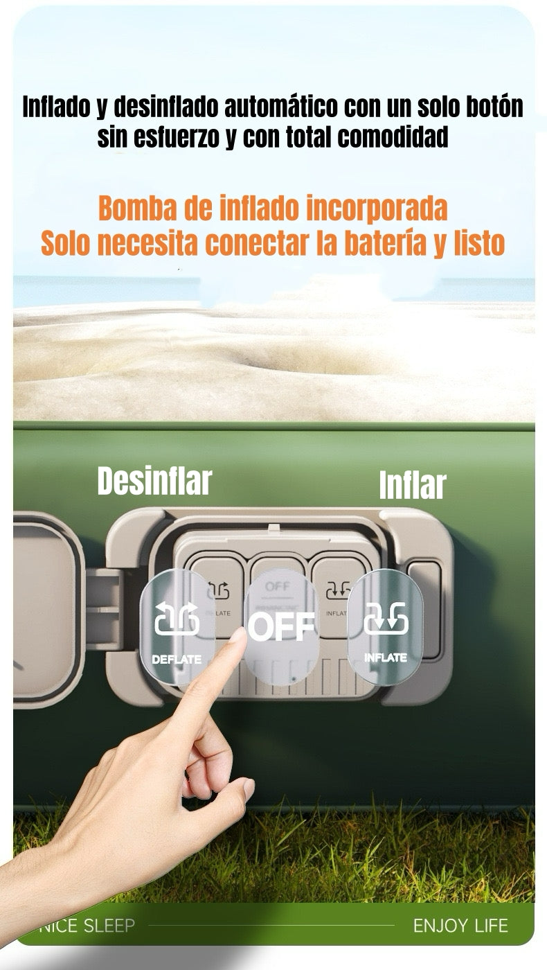 Colchón Cama Inflable Eléctrico Con Cojín Bolso 1 Plaza