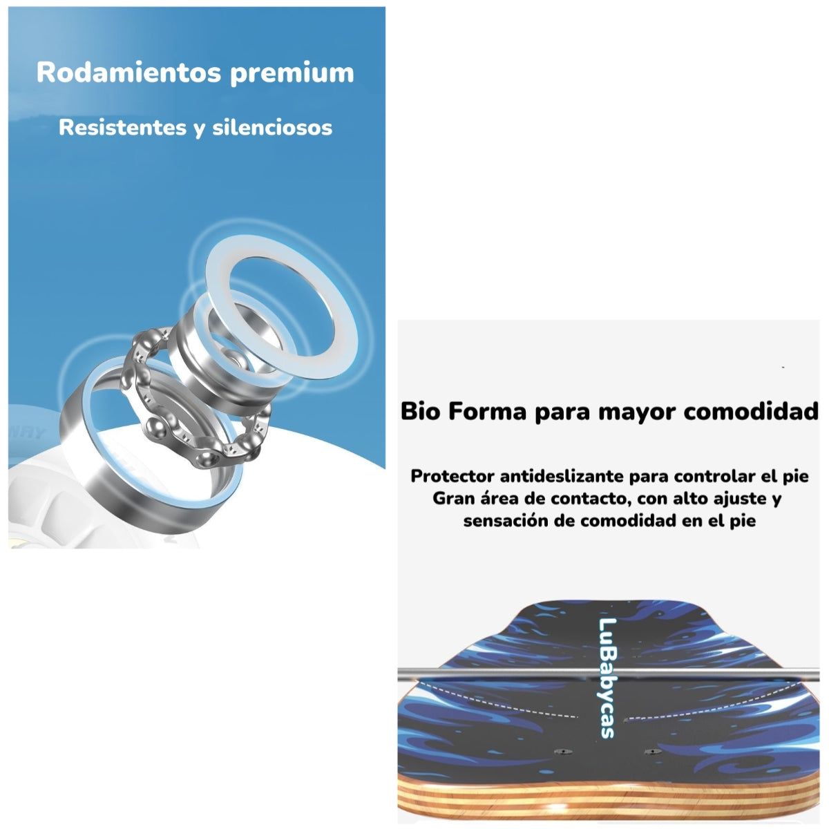 Skate Patineta De Madera Con Luces Freestyle Azul LuBabycas