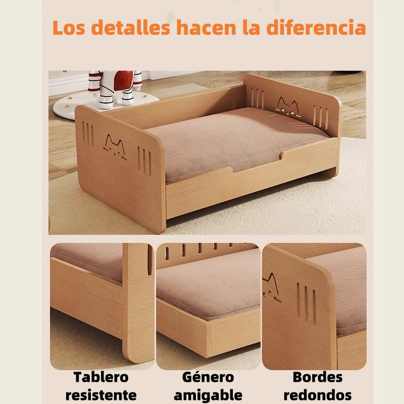 Cama Para Mascotas Madera Con Colchón 50x70cm By LuBabycas