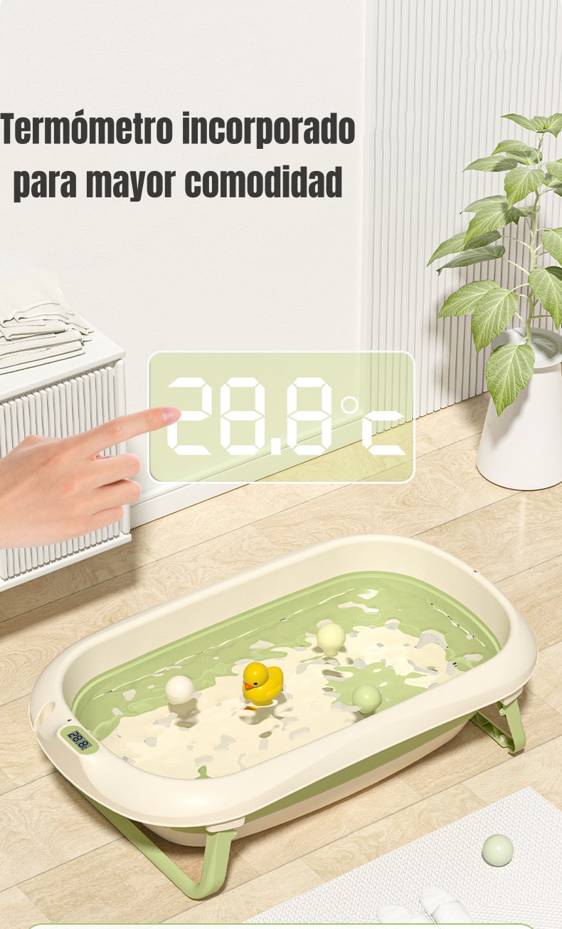Bañera Con Termómetro Cojín Premium Rosada LuBabycas