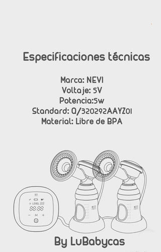 Extractor De Leche Doble Inalambrico Nevi By Lubabycas