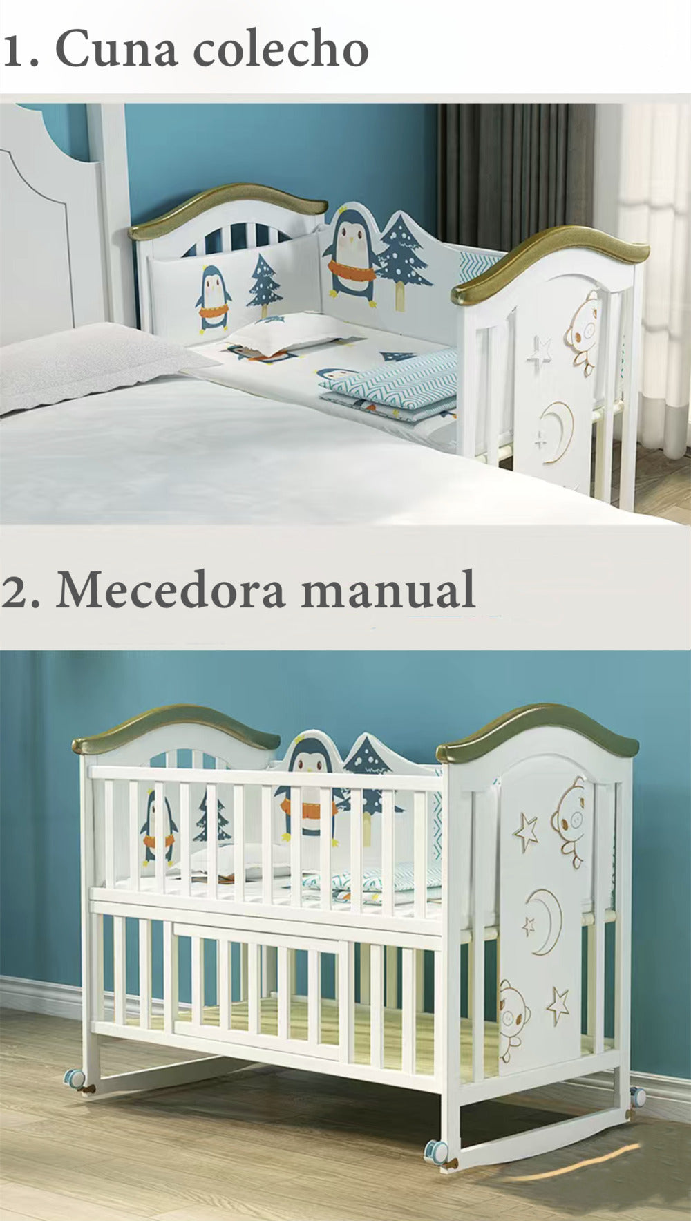 Cuna Colecho Madera Con Mudador Mosquitero Lubabycas Rosada