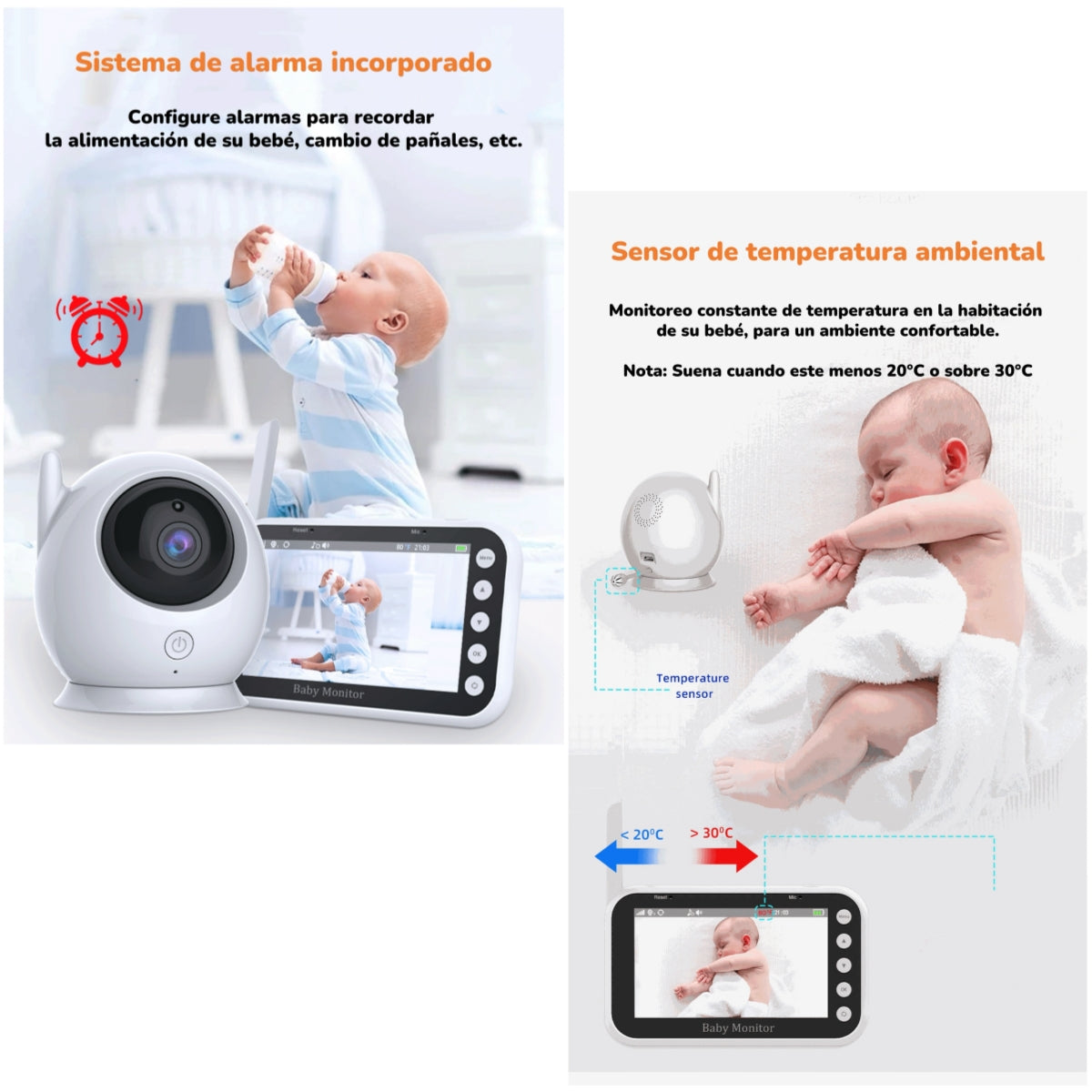 Cámara Monitor Inteligente 720P Pantalla 4,3 pulgadas LuBabycas