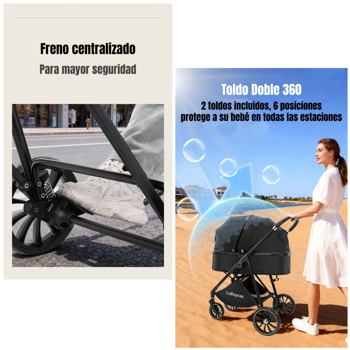 Coche Travel System Toldo 360°Gese Baby Gris LuBabycas
