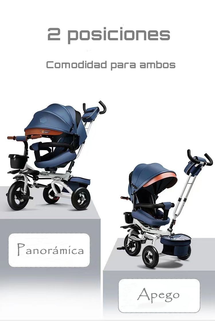 Triciclo Reversible Y Plegable Con Accesorios Gris Lubabycas