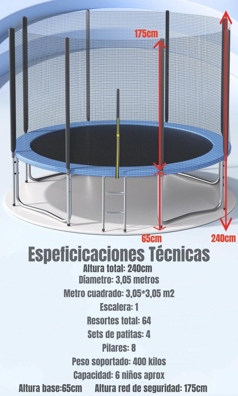 Cama Elástica Trampoline 305cm Con Escalera LuBabycas