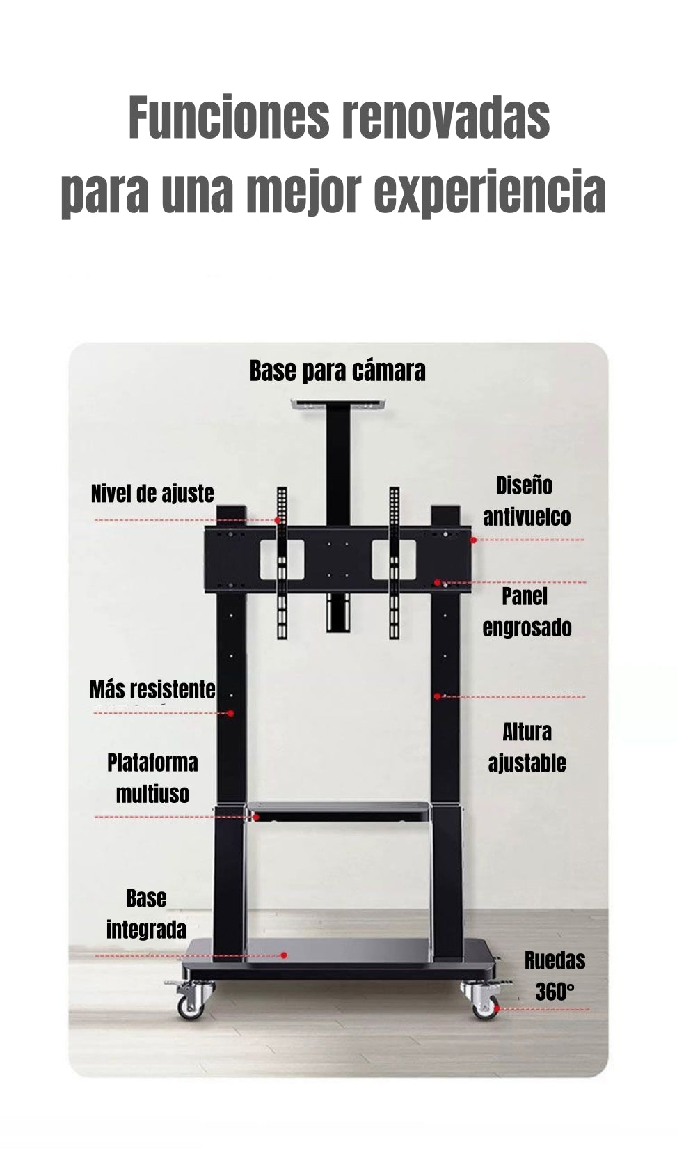 Soporte TV Rack Pedestal 32”-75” Con Ruedas By LuBabycas