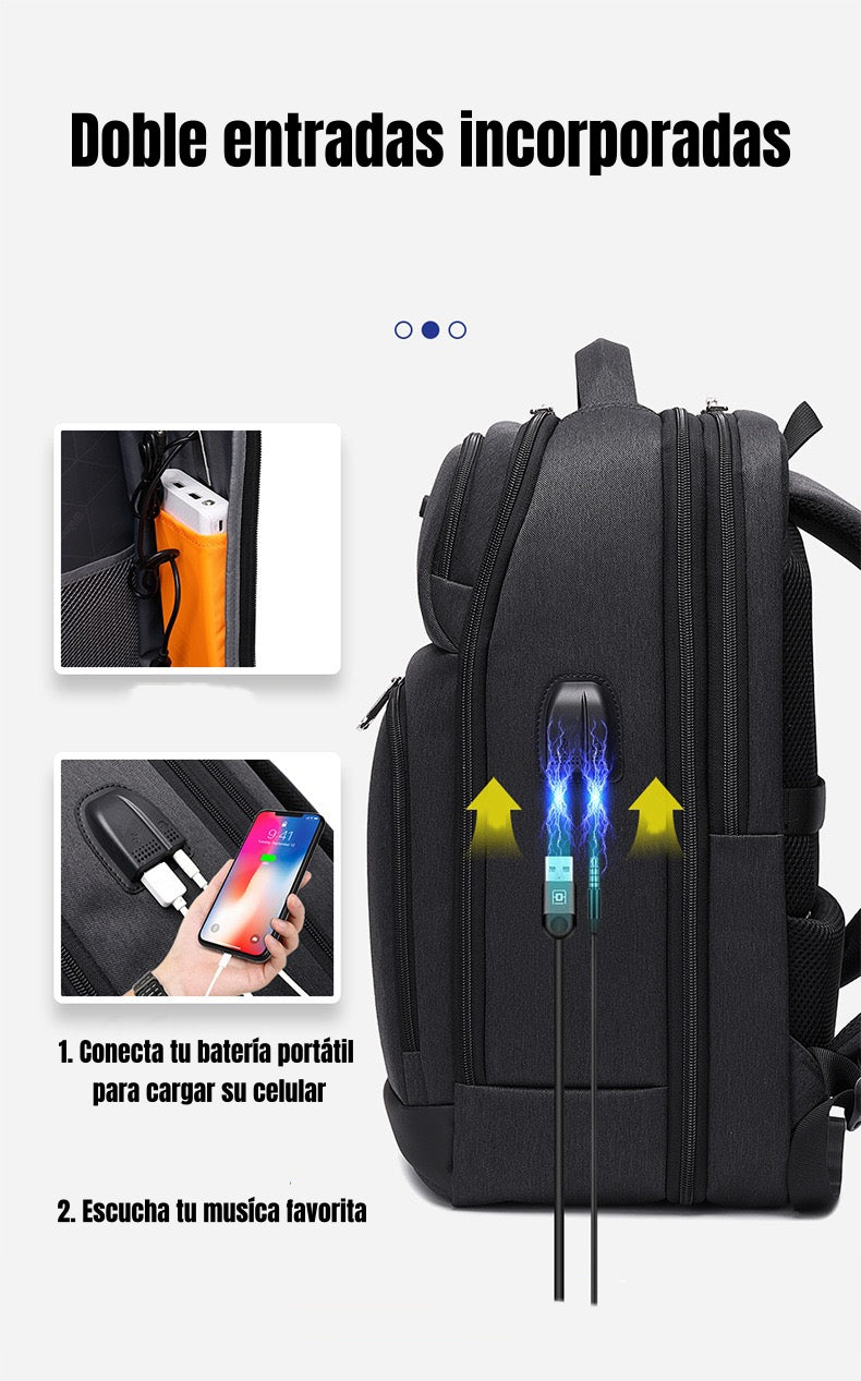 Mochila Notebook Inteligente Con USB Negra By LuBabycas