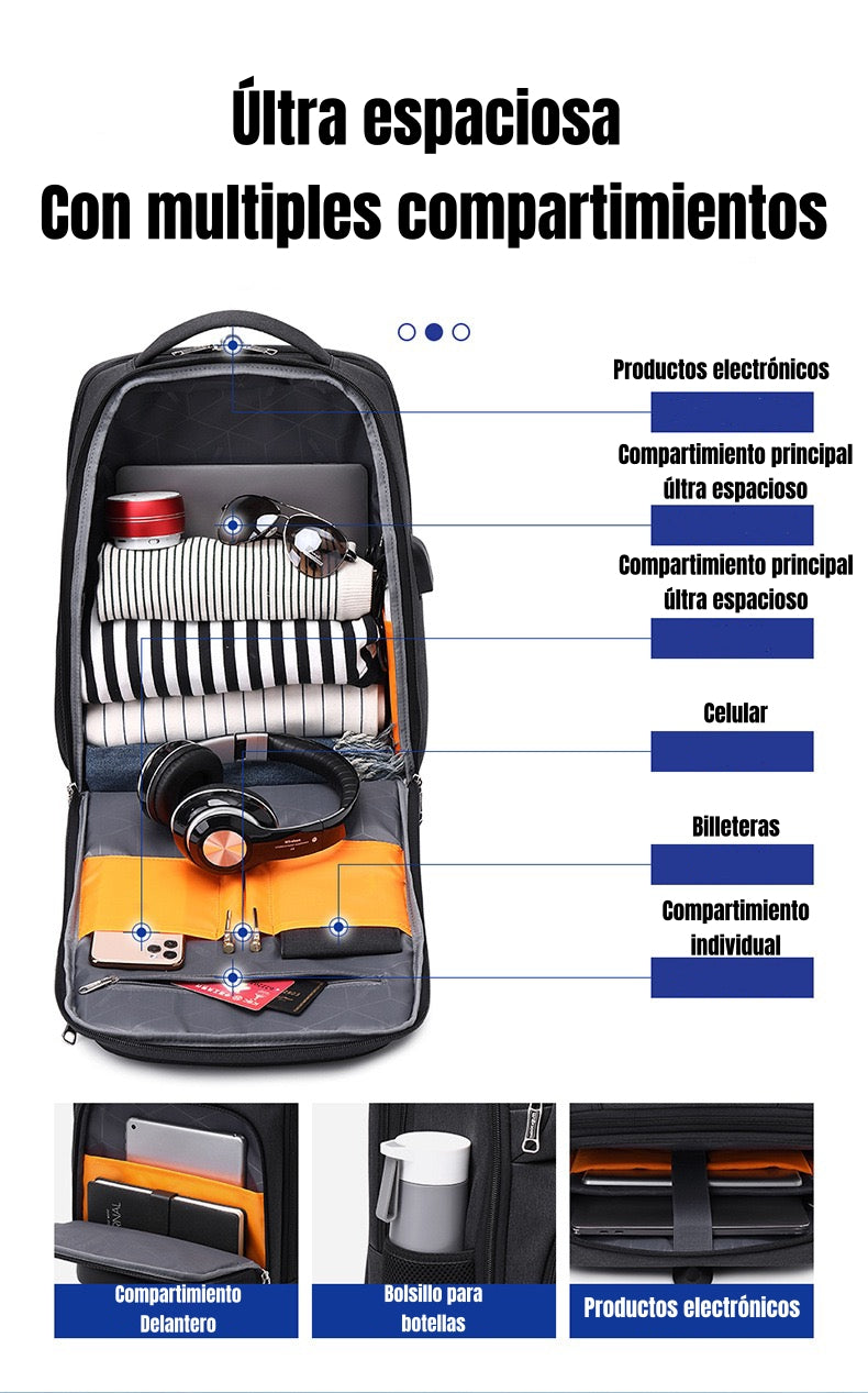 Mochila Notebook Inteligente Con USB Negra By LuBabycas