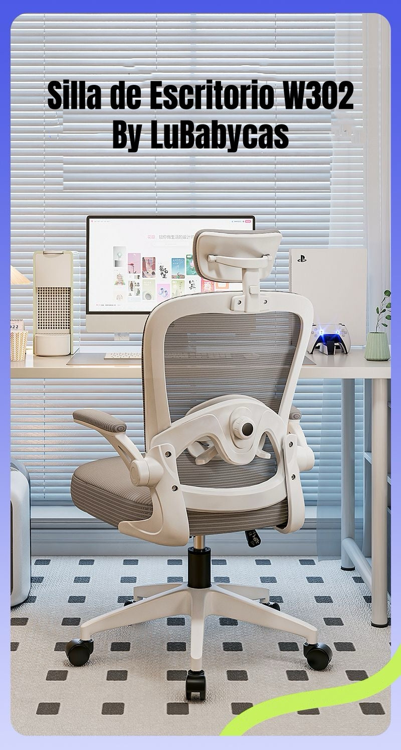 Silla de Escritorio Con Apoya Cabeza Negra By LuBabycas