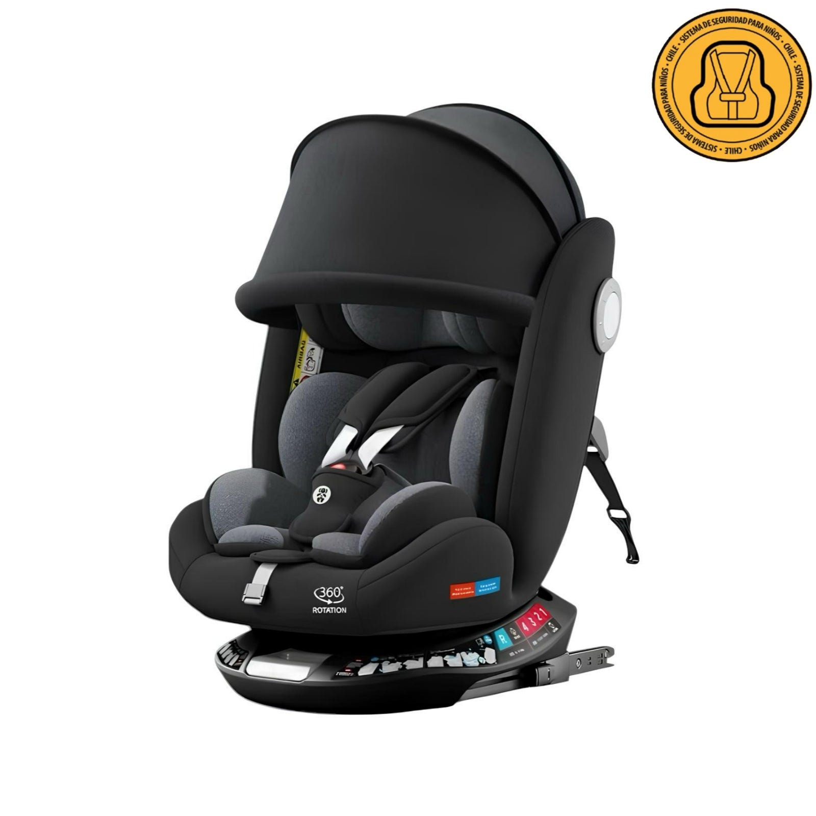 Silla de Auto LuBabycas Convertible 360° Isofix 0-12 Años G406 Negra
