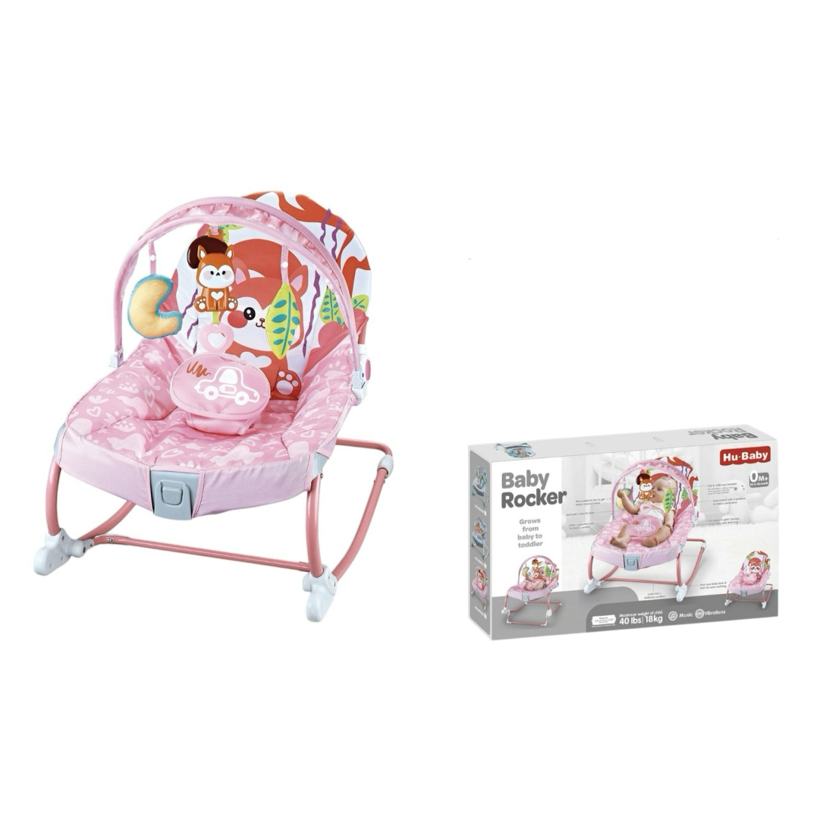 Mecedora Bebé Silla Nido Musical Vibración Rosada LuBabycas