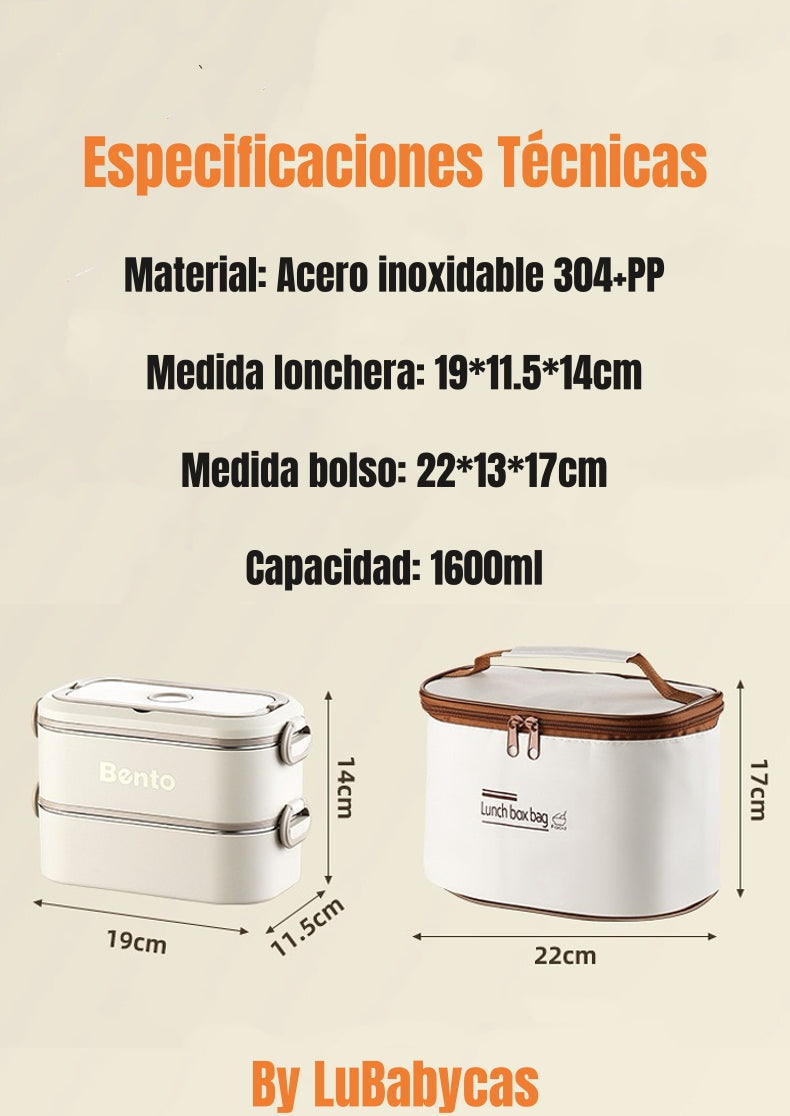 Lonchera Fiambrera Calentadora Más Bolso Térmico LuBabycas