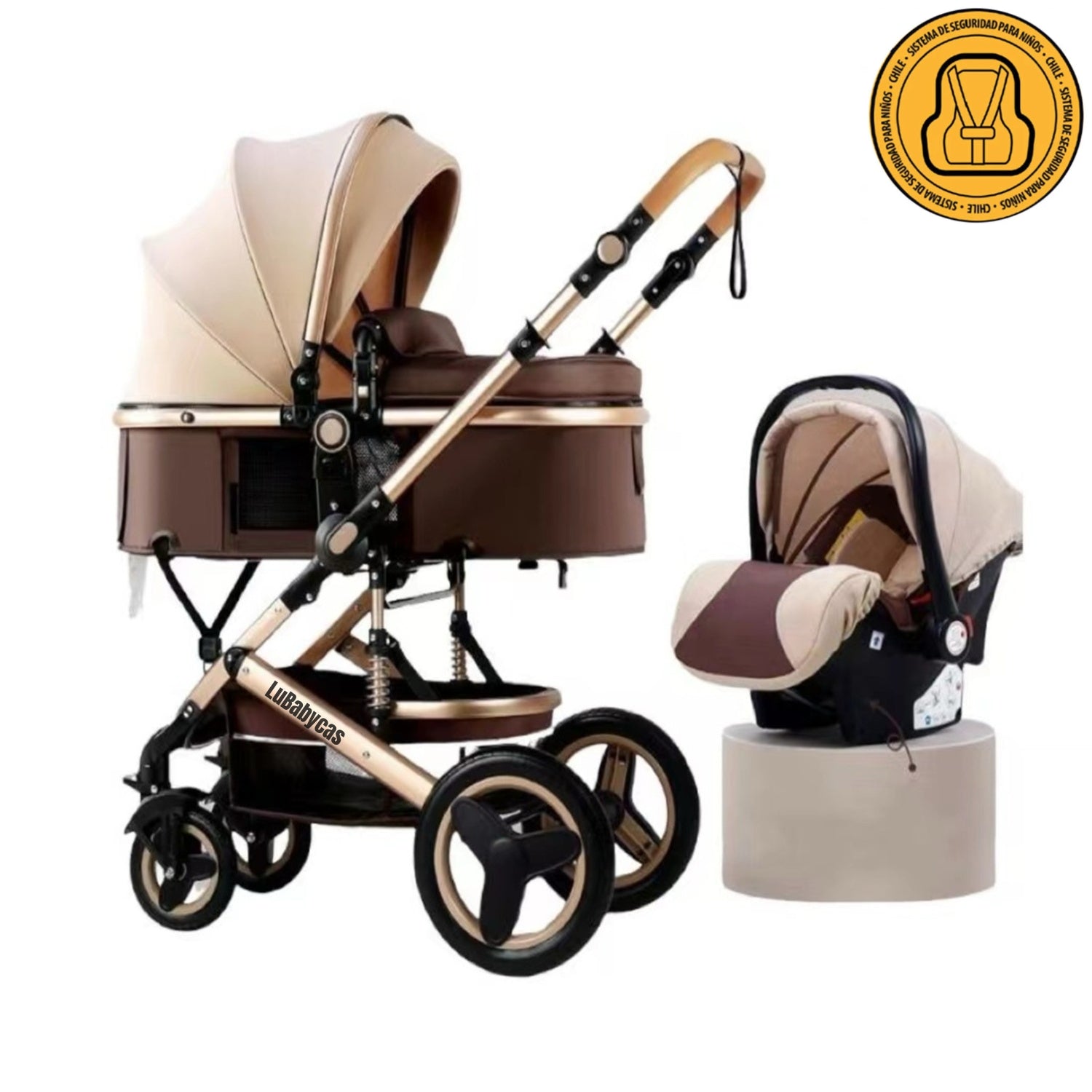 Coche Travel System Con Accesorios Café LuBabycas
