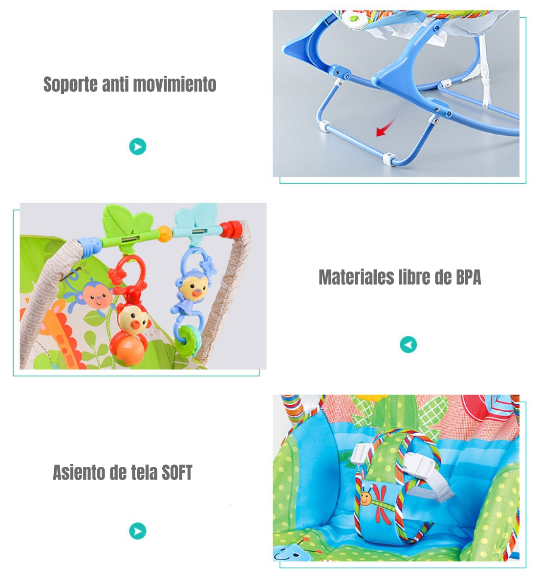 Silla Nido Mecedora Con Vibración y Melodía Azul LuBabycas