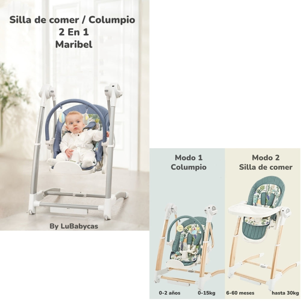 Silla De Comer Y Columpio Mecedor Lujoso Lubabycas Gris