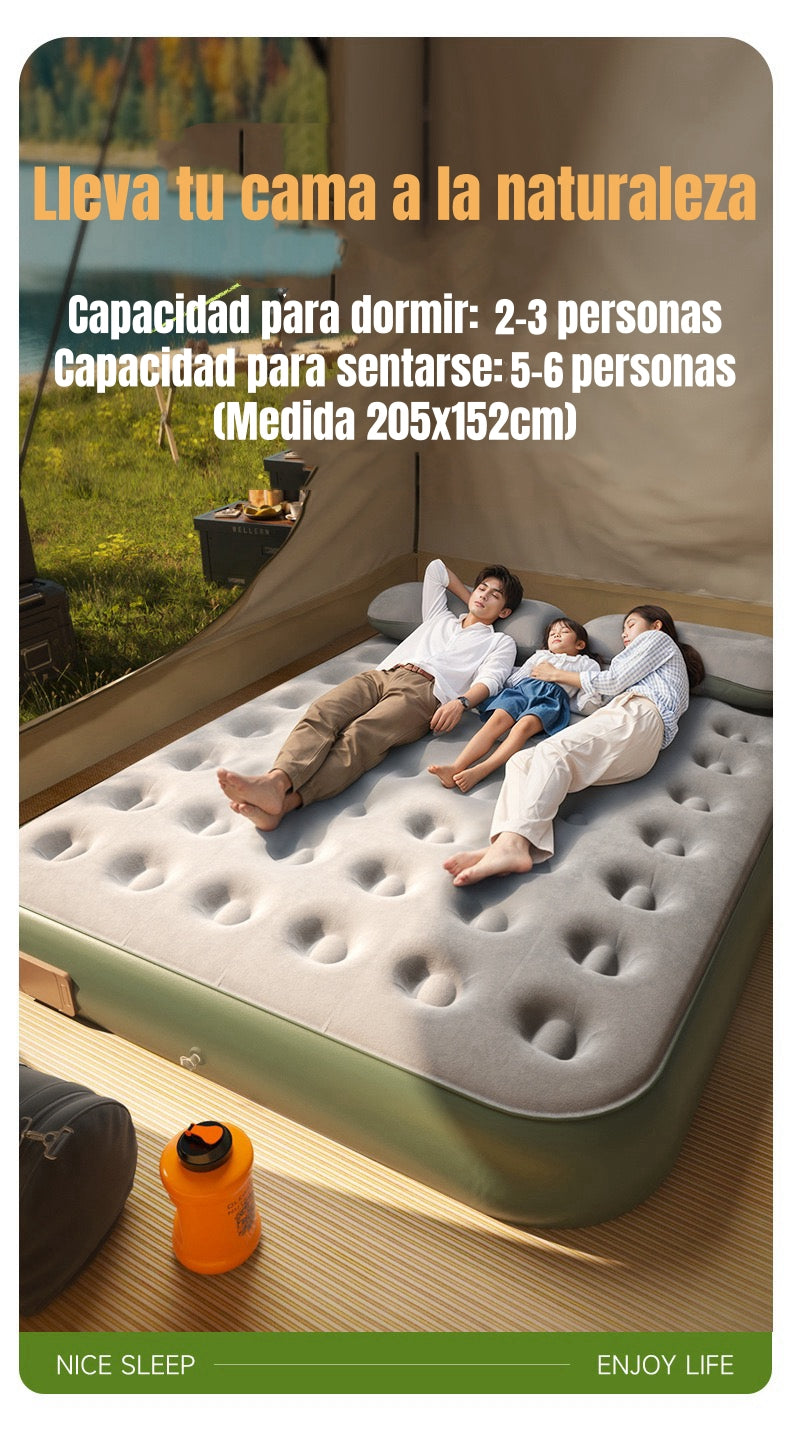 Colchón Cama Inflable Eléctrico Con Cojín Bolso 1 Plaza