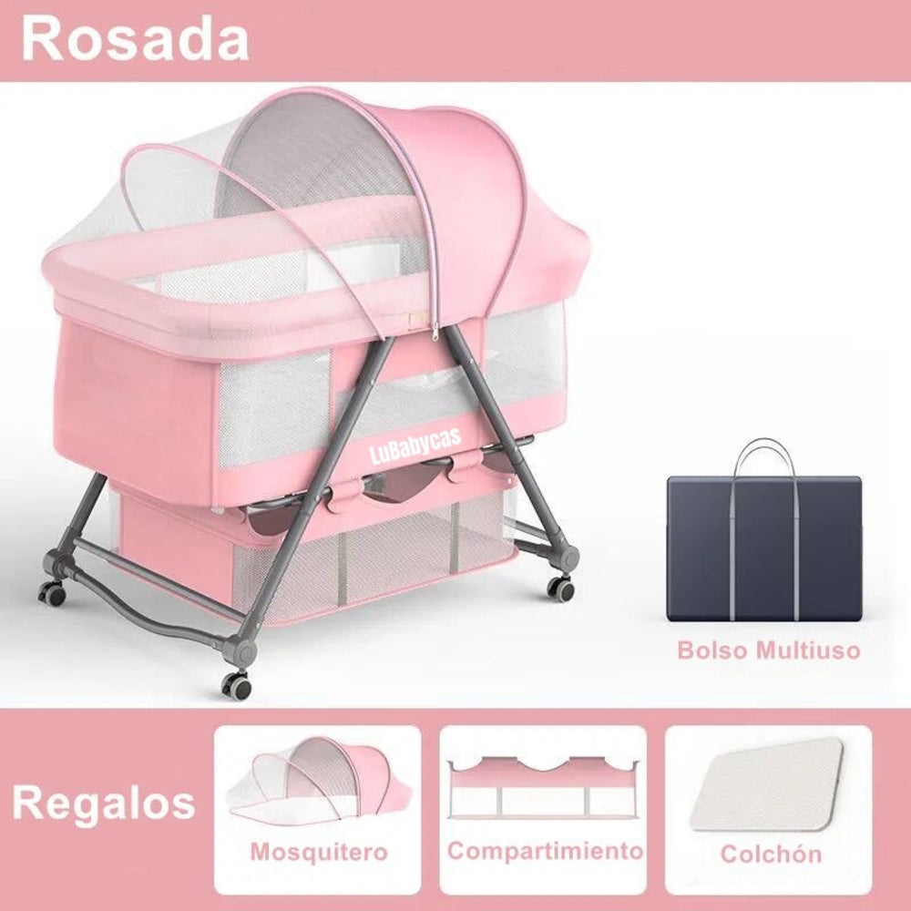 Cuna Bebé Con Accesorios Rosada By Lubabycas