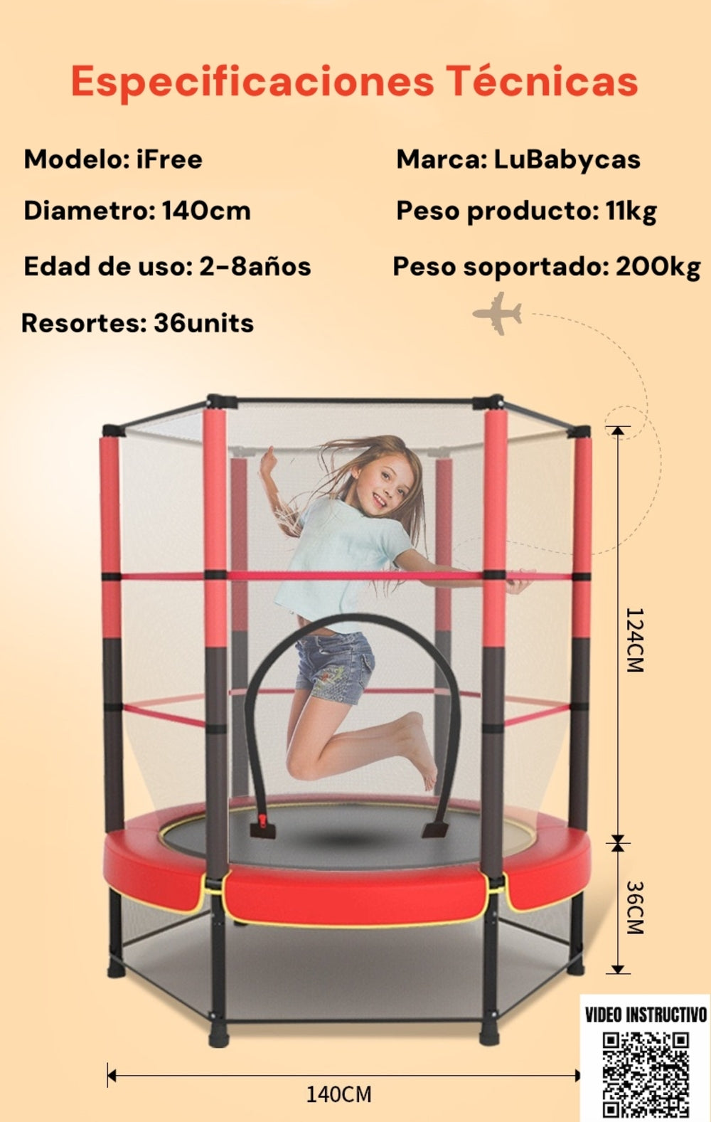 Cama Elástica Diseño Alto 140cm iFree LuBabycas