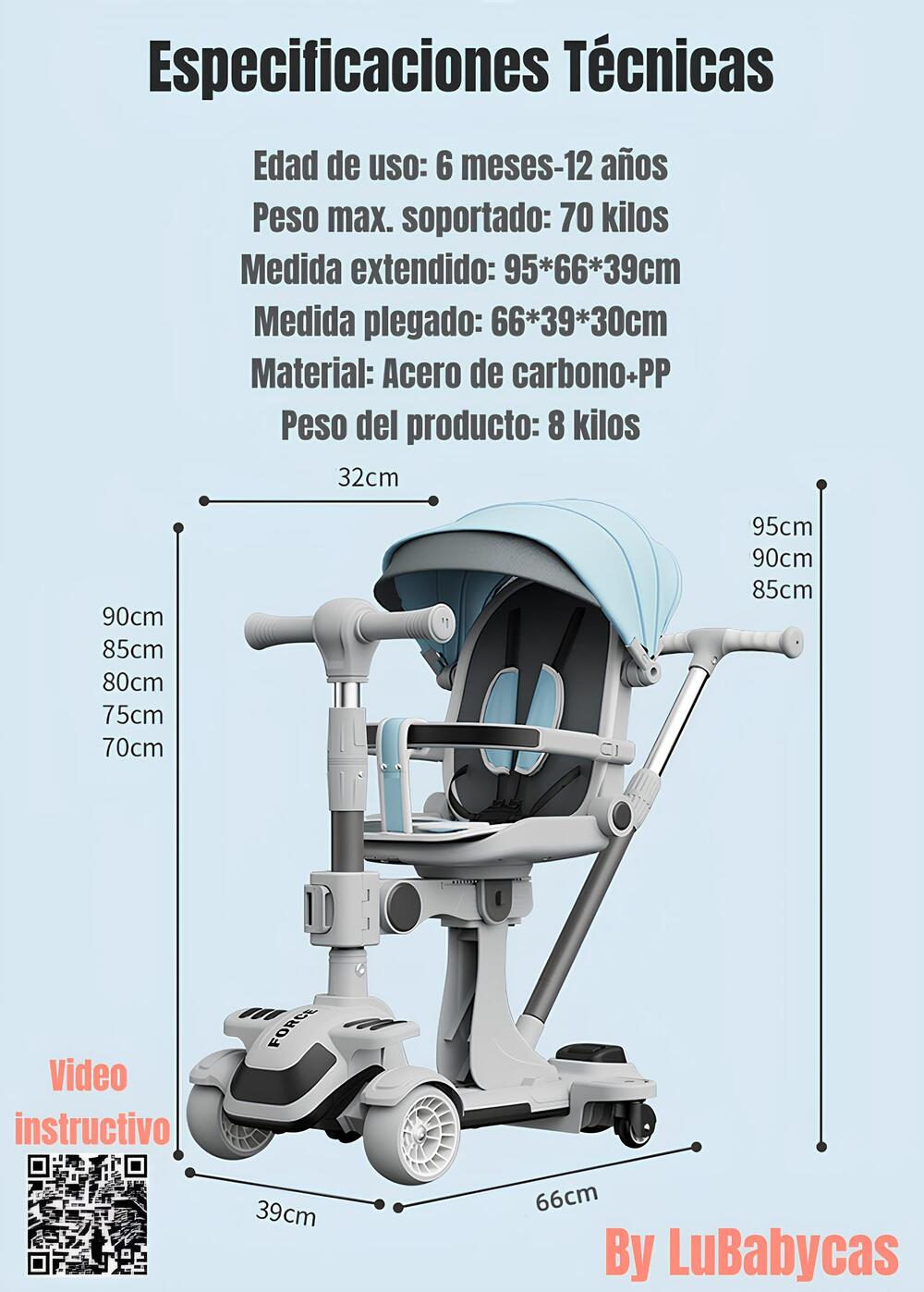 Triciclo Scooter 2 En 1 LuBabycas Rosado LuBabycas