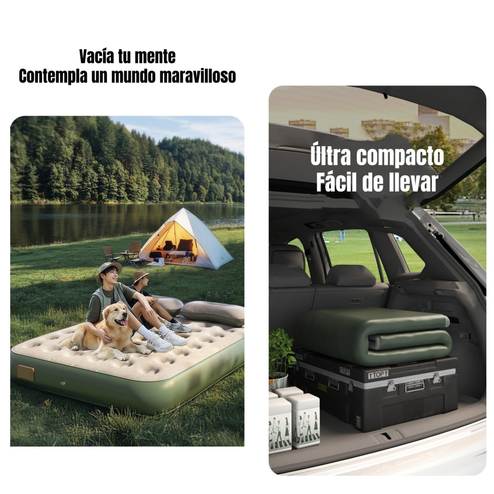 Colchón Cama Inflable Eléctrico Con Cojín Bolso 2 Plazas