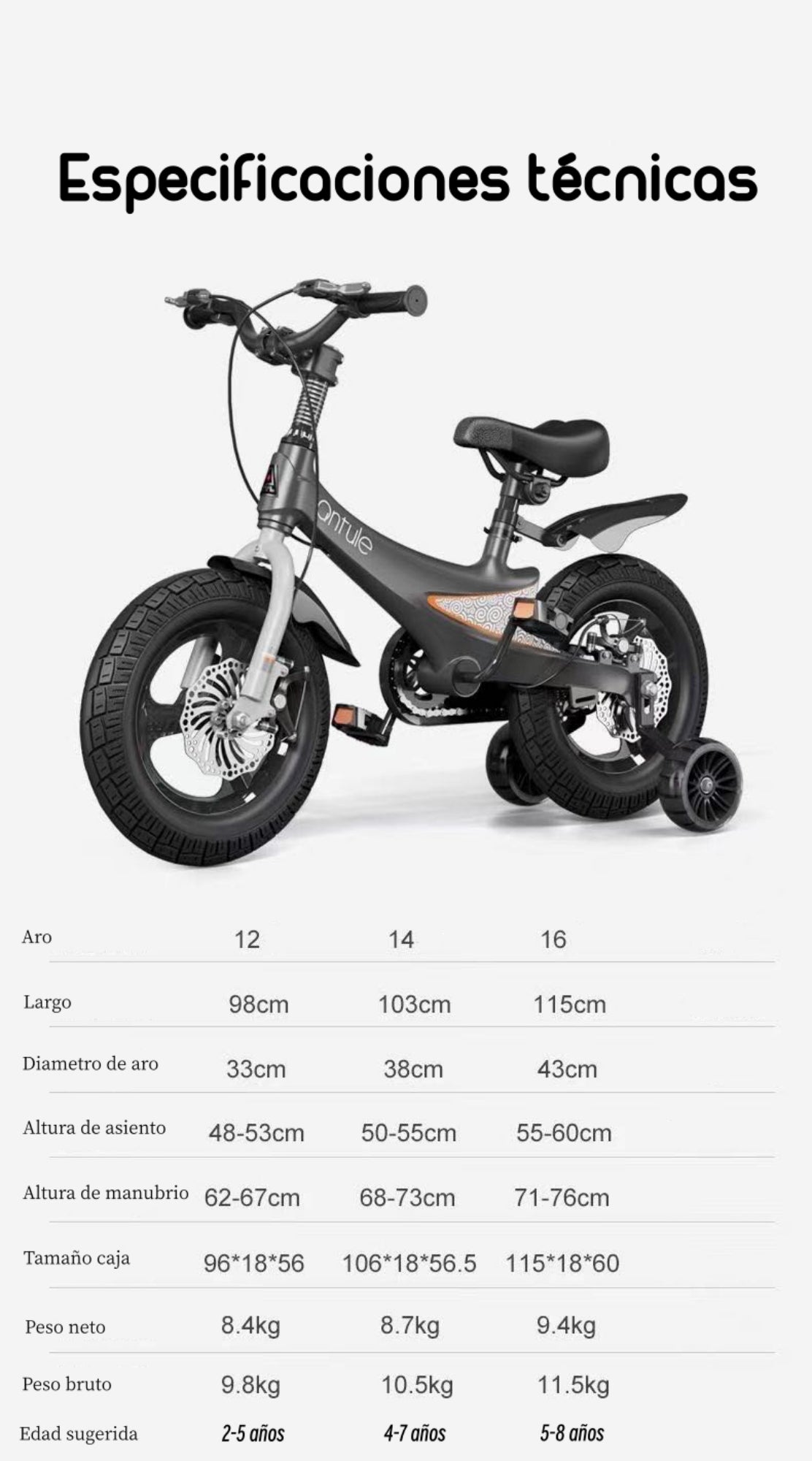 Bicicleta Infantil Antule Aro 12/14/16 LuBabycas