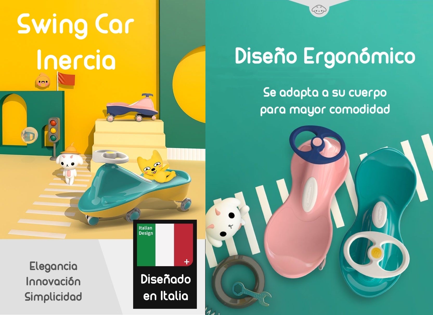 Andador Correpasillo Swing Car Andador Verde By Lubabycas