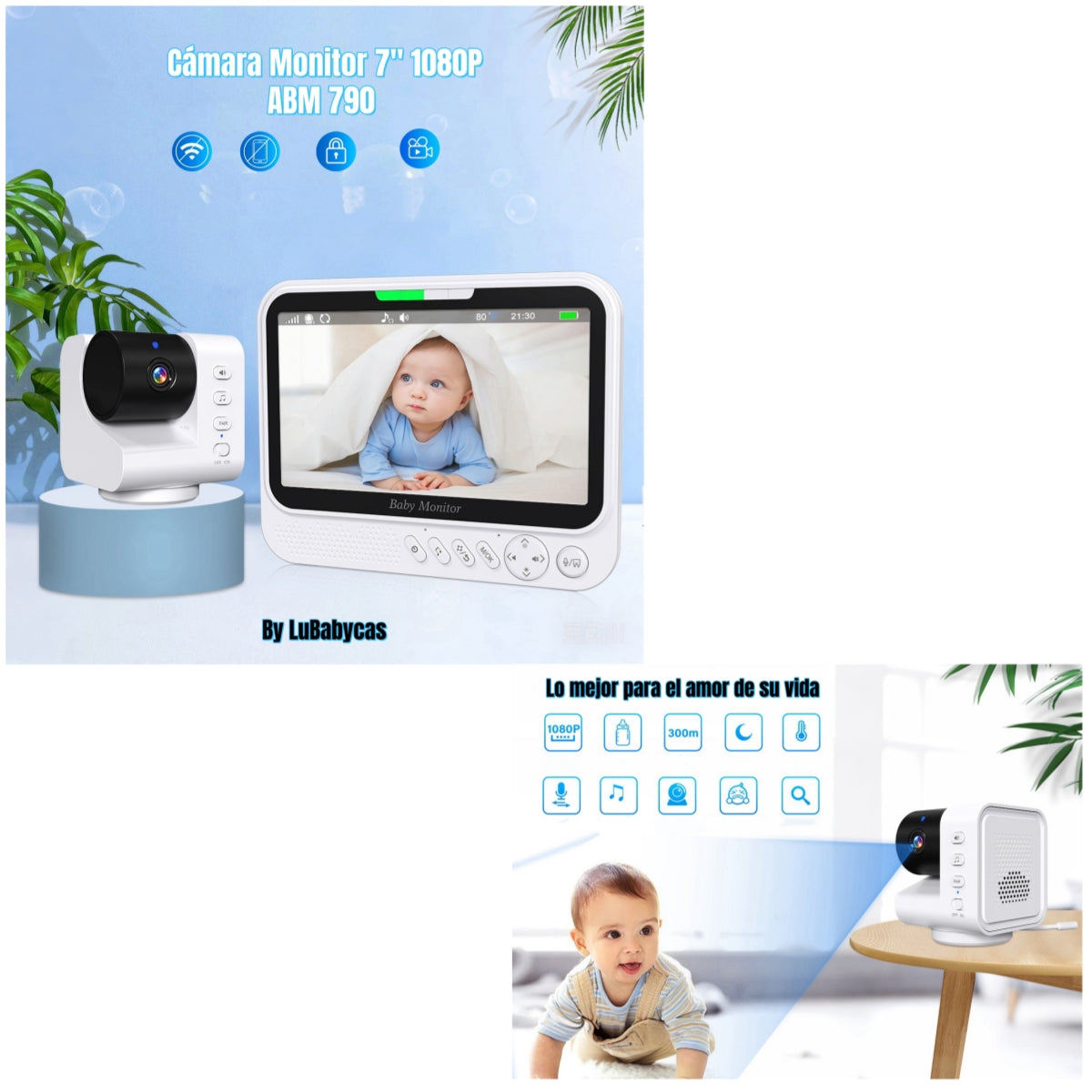 Cámara Monitor Inteligente Premium 7 1080P ABM790 LuBabycas